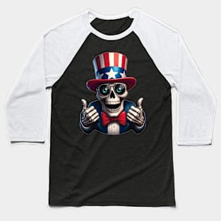 Sugar Skull Uncle Sam - Thumbs Up Baseball T-Shirt